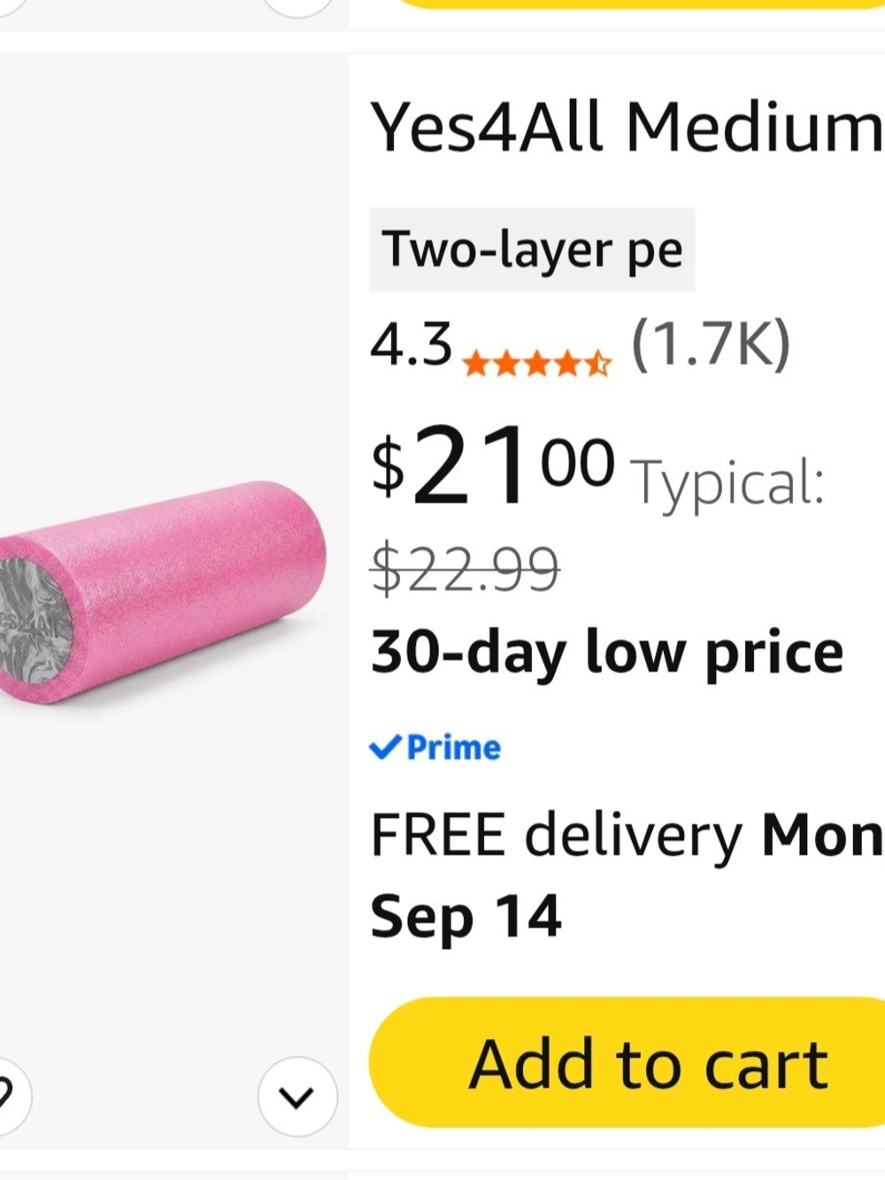 Pink Foam Roller - Medium Density